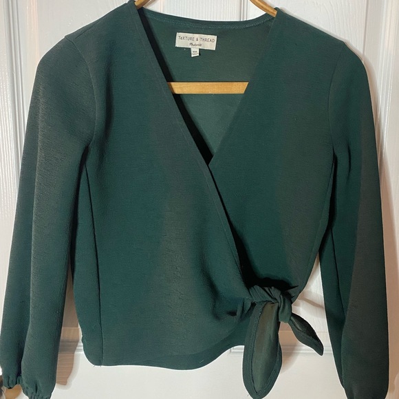 Madewell Dark Green Wrap Top - Picture 2 of 4